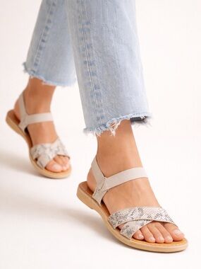 Born Womens Slingback Sandals Snakeskin Leather Stretch Straps. Size 8M